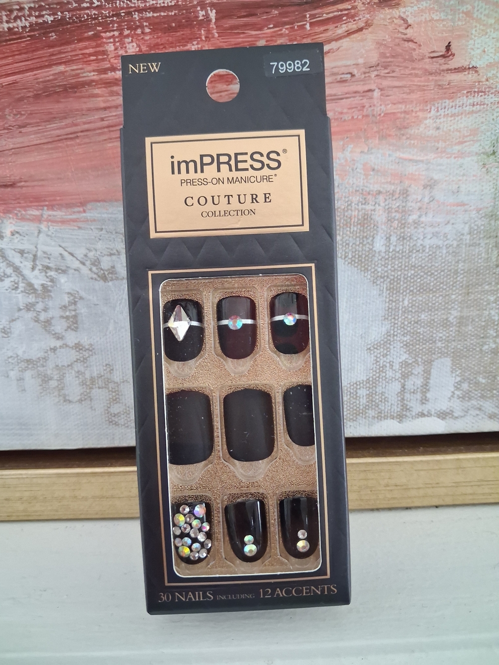 imPRESS Couture Deep Burgundy Press-On Nails with Rhinestone Accents